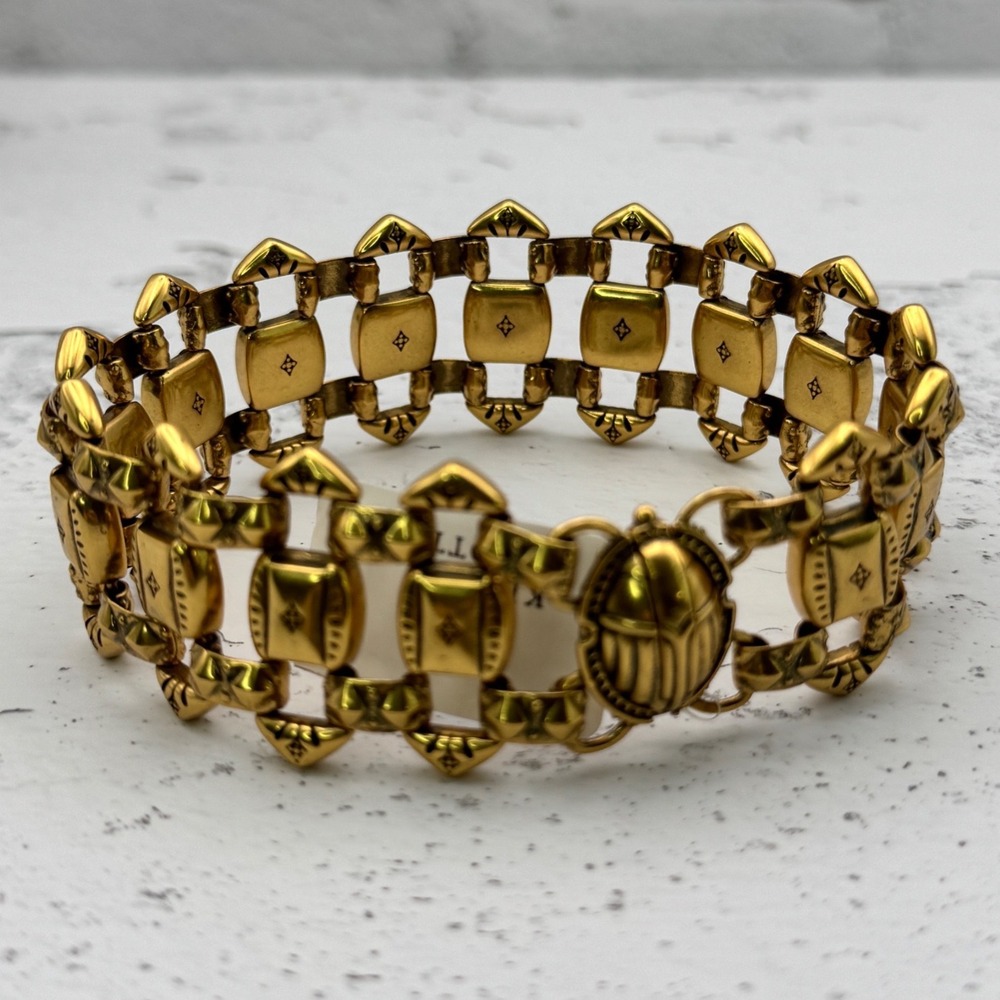 Kendra Scott Catherine Statement Scarab Bracelet Vintage Gold Tone M/L NEW